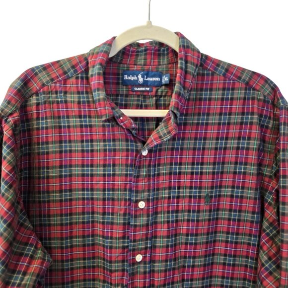 Ralph Lauren Classic Fit Tartan Plaid Button Down Shirt Size XL - Picture 4 of 7